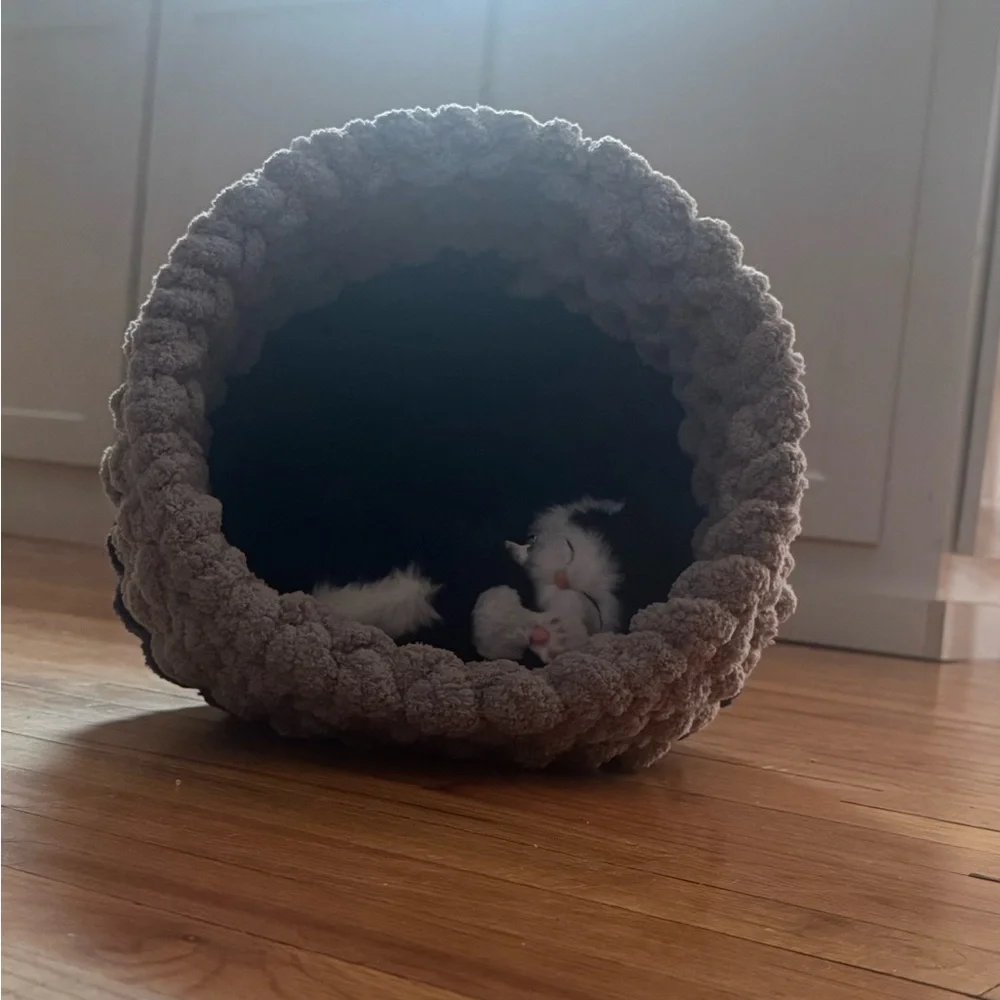 Handmade Gray Cat Hideaway Bed
